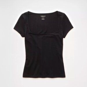 American Eagle Square Neck Hey Baby Tee - Medium